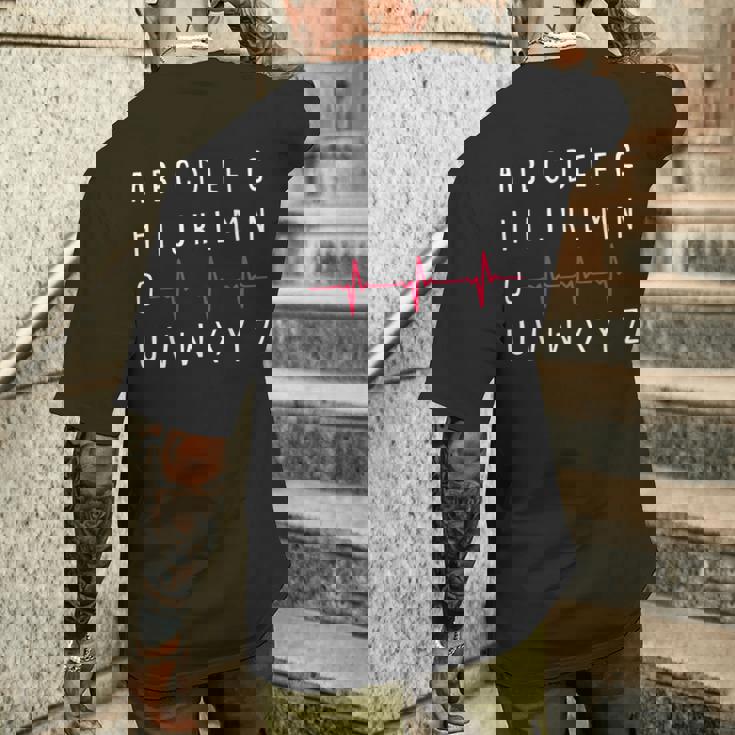 Pqrst看護師面白い心電図登録看護学生rn メンズTシャツ バックプリント 彼への贈り物