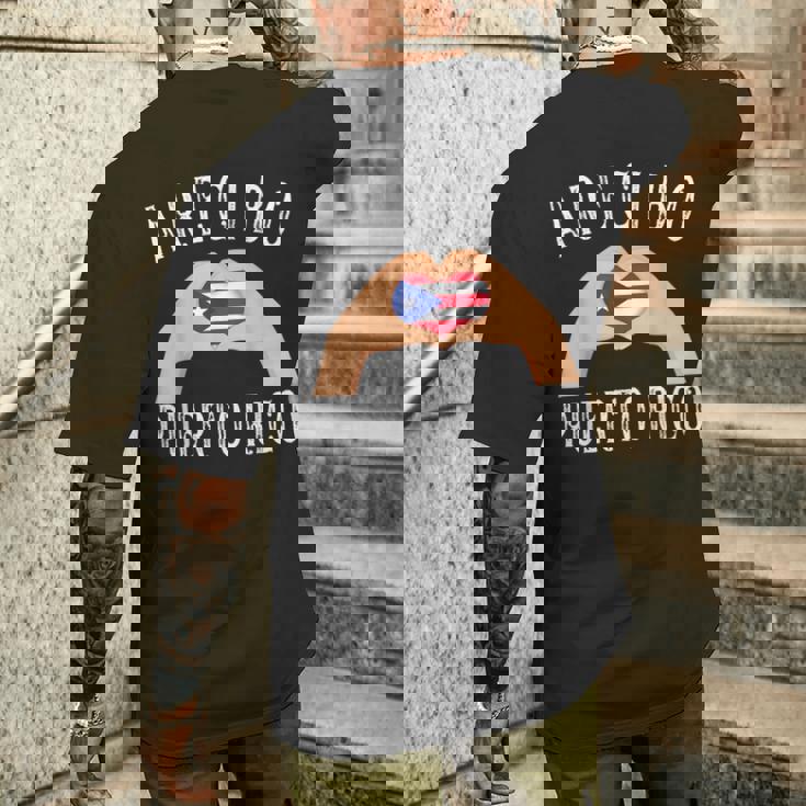 Puerto Rico Flag Heart Arecibo City メンズTシャツ バックプリント 彼への贈り物