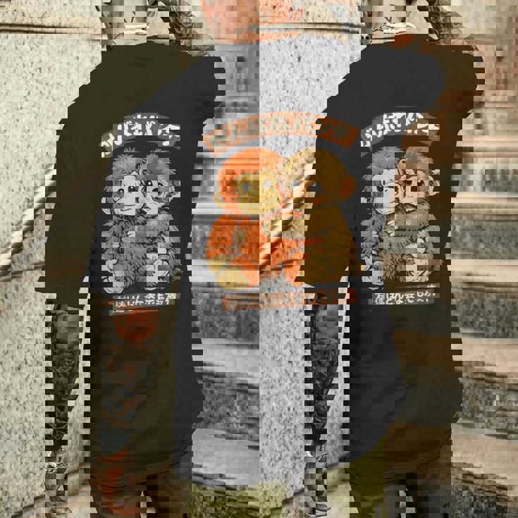 Punch Japanese Monkey Friendship Orangutan Punchkin Punch メンズTシャツ バックプリント 彼への贈り物