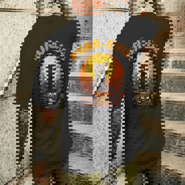 Purr-Evil お化け猫 ハロウィン メンズTシャツ バックプリント 彼への贈り物