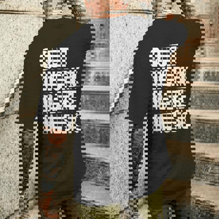 Quit Work Make Music 半袖 メンズTシャツ バックプリント 彼への贈り物