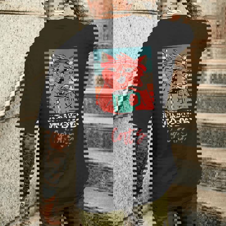 Rad Techは猫、放射線ヴィンテージ猫おもしろさんを愛しています メンズTシャツ バックプリント 彼への贈り物