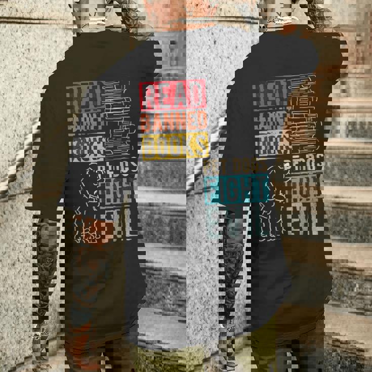 Read Banned Books Pet Dogs Fight Evil Read Books Reading Men's T-shirt Back Print Gifts for Him Read Banned Books Pet Dogs Fight Evil Read Books Reading Men's T-shirt Back Print Gifts for Him