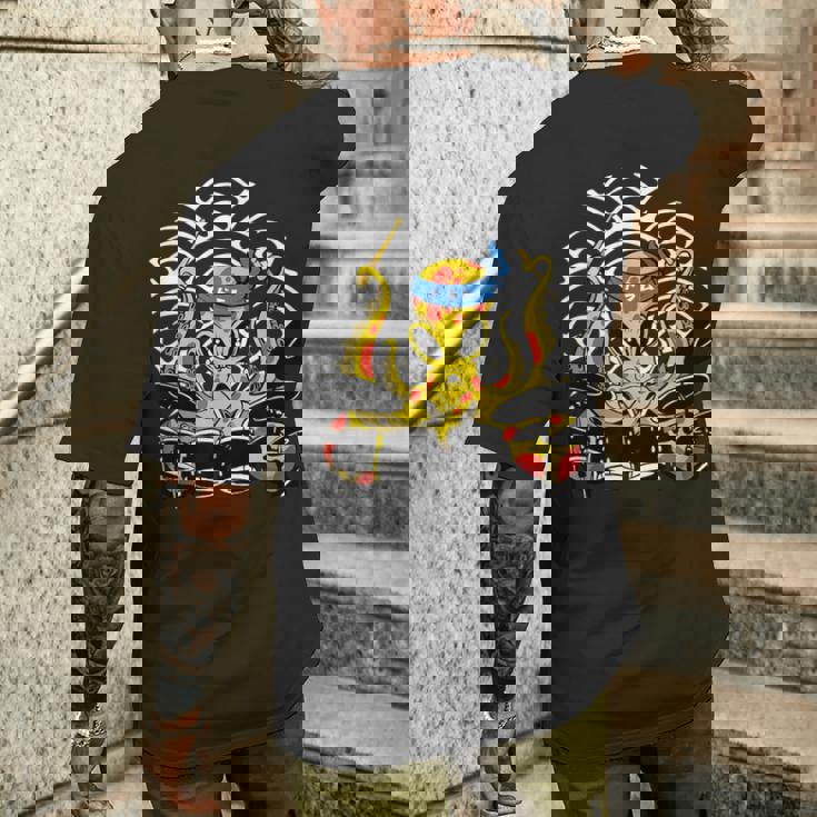 Retro Drumsticks Drummer Drums Hand メンズTシャツ バックプリント 彼への贈り物