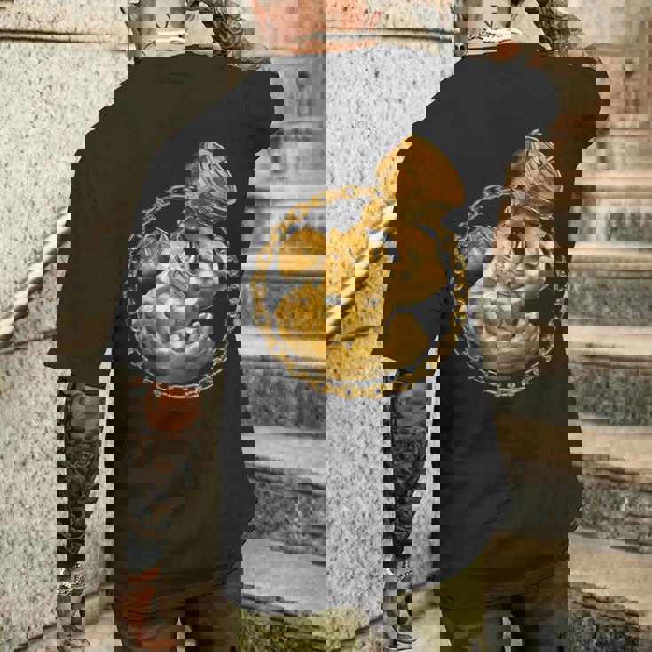 Rhino Beast ワークアウト ゴールド フィットネス ジム 動物 筋肉 ダンベル メンズTシャツ バックプリント 彼への贈り物