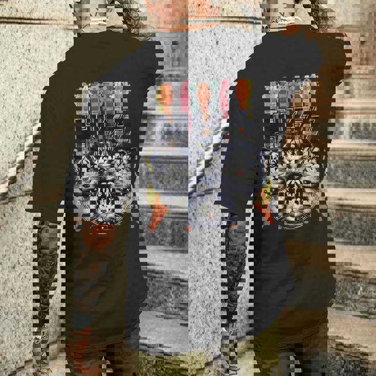 Hiss Cats 子猫 パロディ ロック ロッキン ヴィンテージ レトロ 猫 メンズTシャツ バックプリント 彼への贈り物