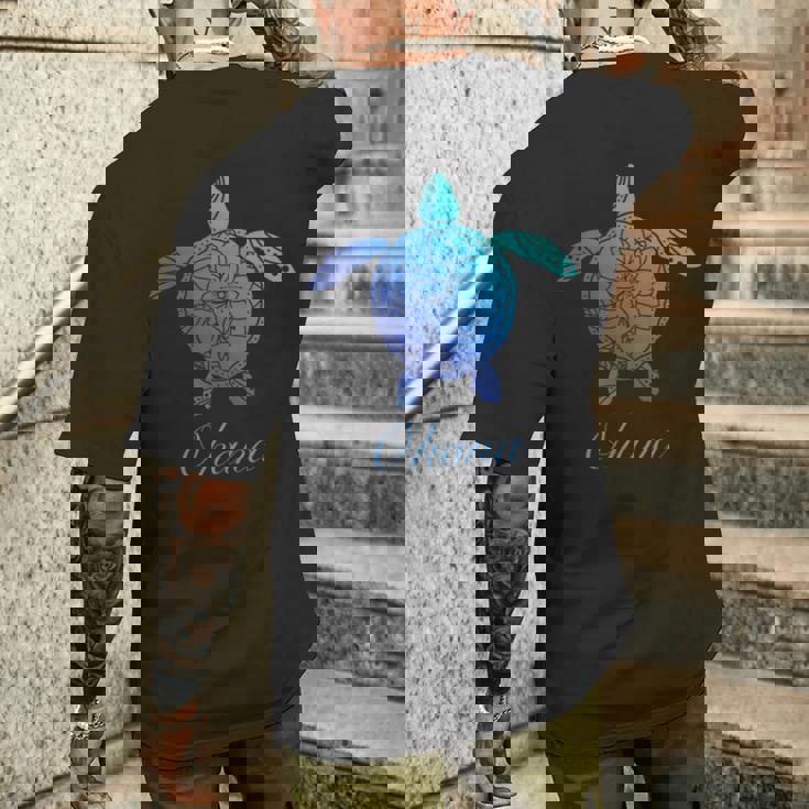 Save The Hawaii ウミガメ ハワイアン ブルー トライバル 亀 ホヌ 長袖tシャツ メンズTシャツ バックプリント 彼への贈り物