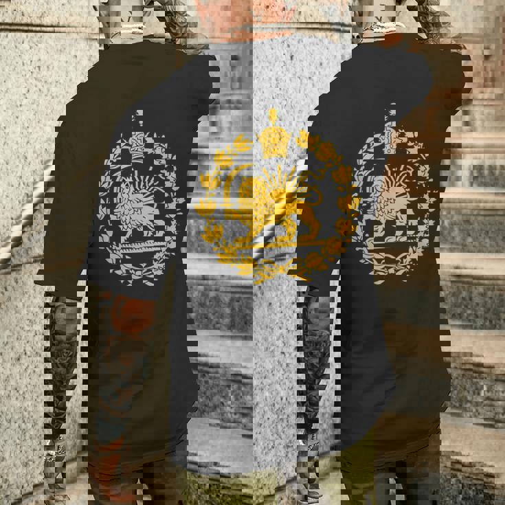 Shir O Khorshid Iran Pahlavi ライオンと太陽 メンズTシャツ バックプリント 彼への贈り物