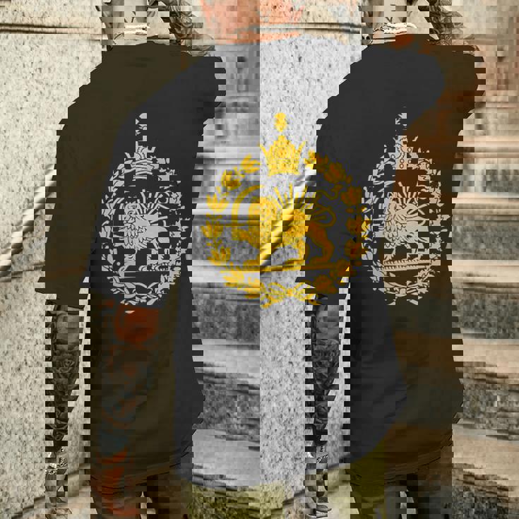 Shir O Khorshid イラン ライオン&サンエンブレム ペルシャ遺産 メンズTシャツ バックプリント 彼への贈り物