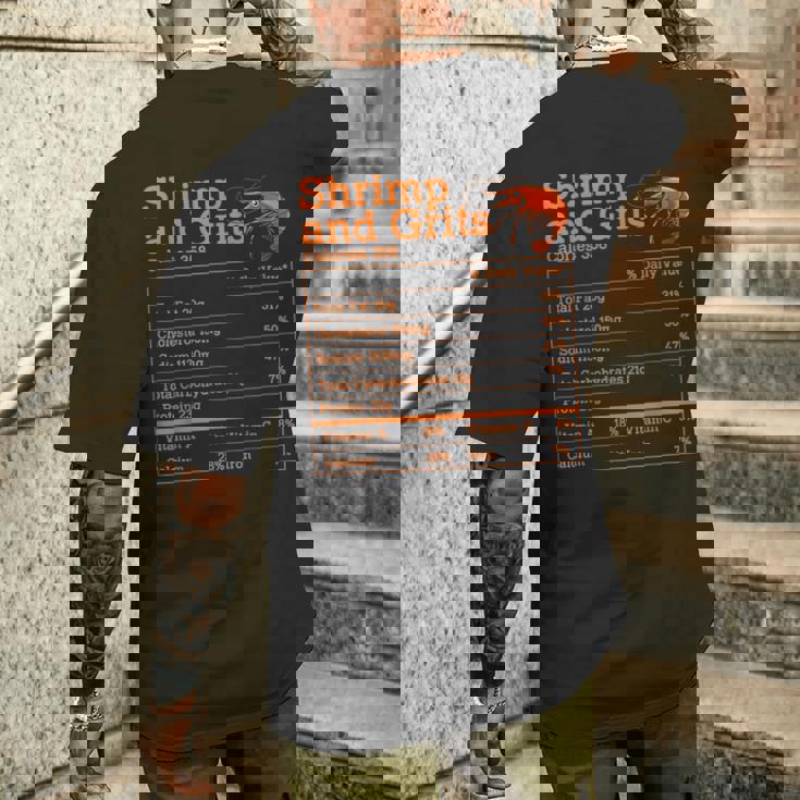 Shrimp And Grits Nutrition Facts Label Calories Protein Food メンズTシャツ バックプリント 彼への贈り物