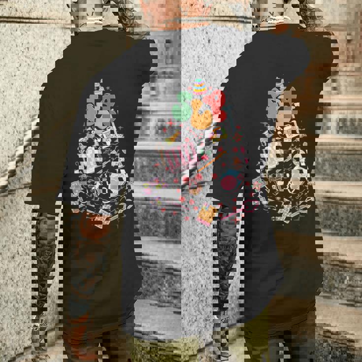 SLP Christmas Tree Speech Language Pathologist OT PT Xmas Men's Back Print T-Shirt Gifts for Him