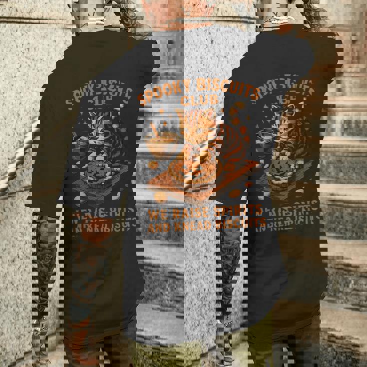 Spooky Biscuits Club Cat 面白い ハロウィン ベーキングベイカー 長袖tシャツ メンズTシャツ バックプリント 彼への贈り物