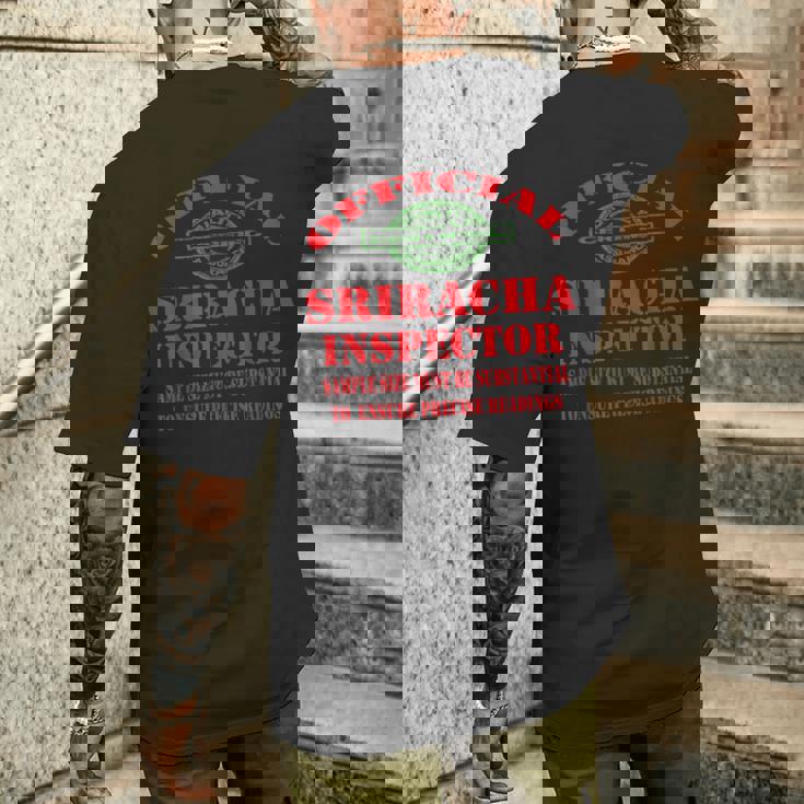 Sriracha ソース マヨ ホットチリソース おかしなルースター ソースパン メンズTシャツ バックプリント 彼への贈り物