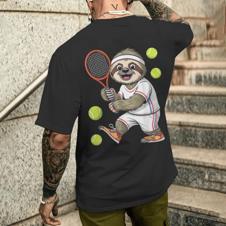 Tennis Faultier Lustig Geschenkpruch T-Shirt mit Rückendruck Geschenke für Ihn
