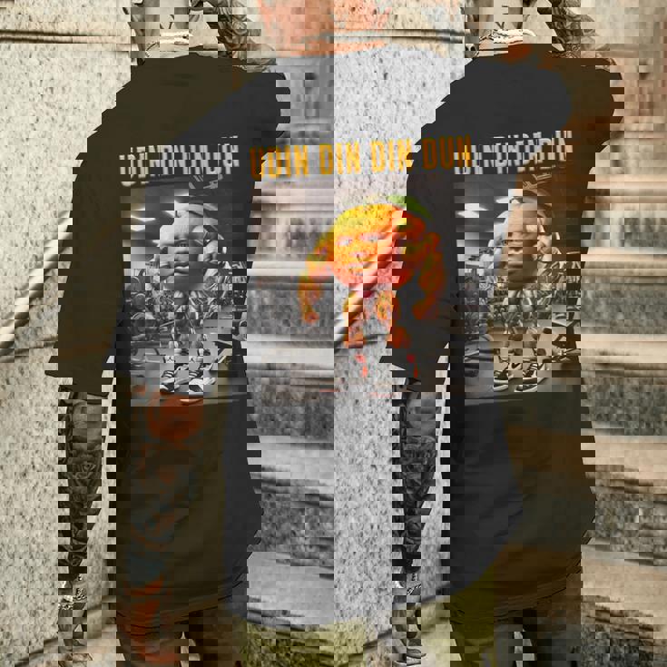 Udin Din Din Dun マッスルオレンジ イタリアンブレイン ロート キッズ ミーム メンズTシャツ バックプリント 彼への贈り物