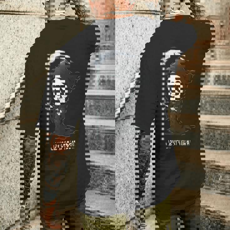 Valentine's Day I Love You To Death Cute Grim Reaper メンズTシャツ バックプリント 彼への贈り物