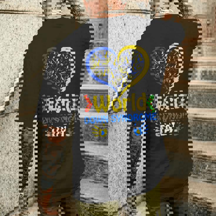 World Downyndrome Day Upport And Awareness 321 メンズTシャツ バックプリント 彼への贈り物