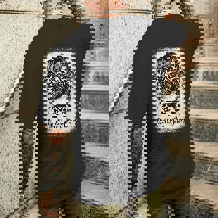 Wrestling Mom Messy Bun Sunglasses Athlete Support Parent Men's Back Print T-Shirt Gifts for Him