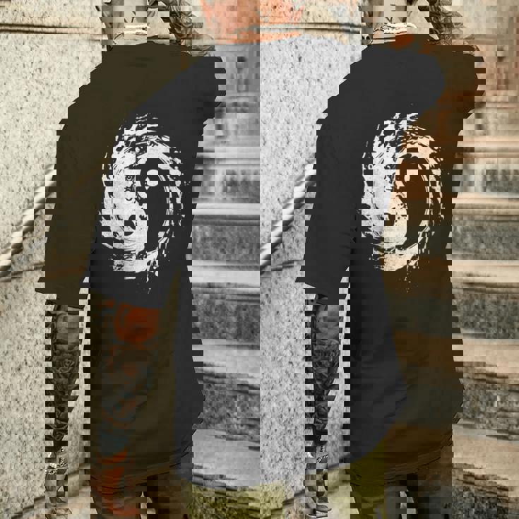 Ying Yang Flowtate 瞑想 水彩画 太極拳 メンズ レディース メンズTシャツ バックプリント 彼への贈り物