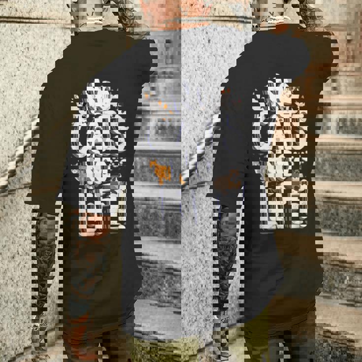 「No Cats No Life」 母の日 バレンタインデー 猫 母 メンズTシャツ バックプリント 彼への贈り物