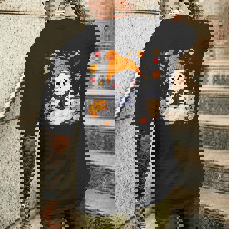 おばけ読書本 紅葉 ハロウィン ゴーストコーヒー メンズTシャツ バックプリント 彼への贈り物