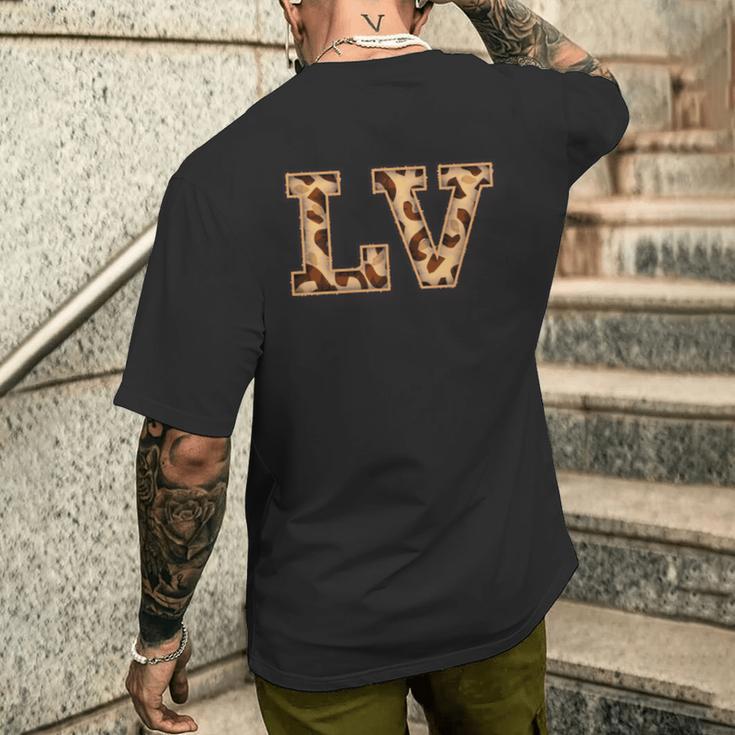 かわいい 文字 Lv イニシャル 名前 ヒョウ チーター動物 長袖tシャツ メンズTシャツ バックプリント 彼への贈り物