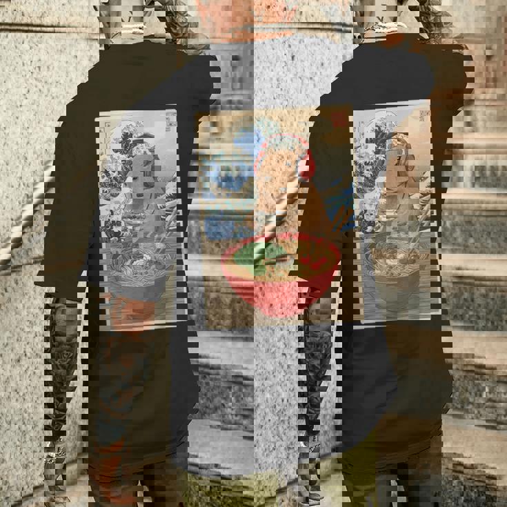 かわいい かわいい 日本人 ゲーマー 面白い ラーメン レトロ カピバラ メンズTシャツ バックプリント 彼への贈り物