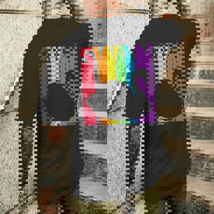 かわいいレインボースワンの鳥が好きな人 長袖tシャツ メンズTシャツ バックプリント 彼への贈り物