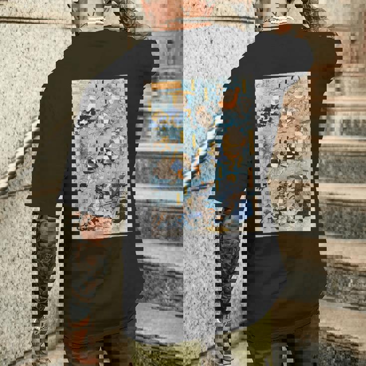 かゑるづくし 擬人化された蛙が 歌川国芳 日本の侍カエル 日本の伝統芸術 浮世絵 ヴィンテージの美学 メンズTシャツ バックプリント 彼への贈り物