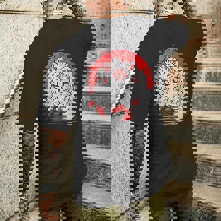 きつね 笑う キツネ 九尾 神話 動物 メンズTシャツ バックプリント 彼への贈り物