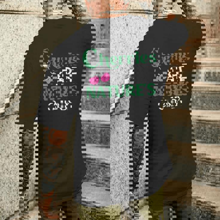 さくらんぼは自然のキャンディー、食べて健康によい名言 メンズTシャツ バックプリント 彼への贈り物