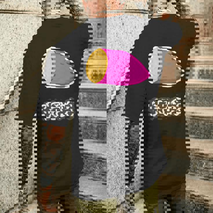 やきいも 焼き芋【おやつ ポップ】ご飯タイム【変なデザイン屋さん】面白い デザイン メンズTシャツ バックプリント 彼への贈り物