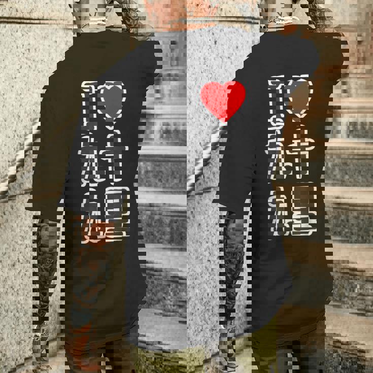 アイラブ・九十九里（千葉県）（I Love ハート）Big 大きな文字【都道府県】ジモtティ お土産 面白い メンズTシャツ バックプリント 彼への贈り物