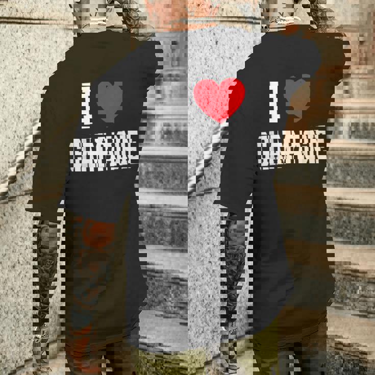 アイ・ラブ・シャンパン メンズTシャツ バックプリント 彼への贈り物