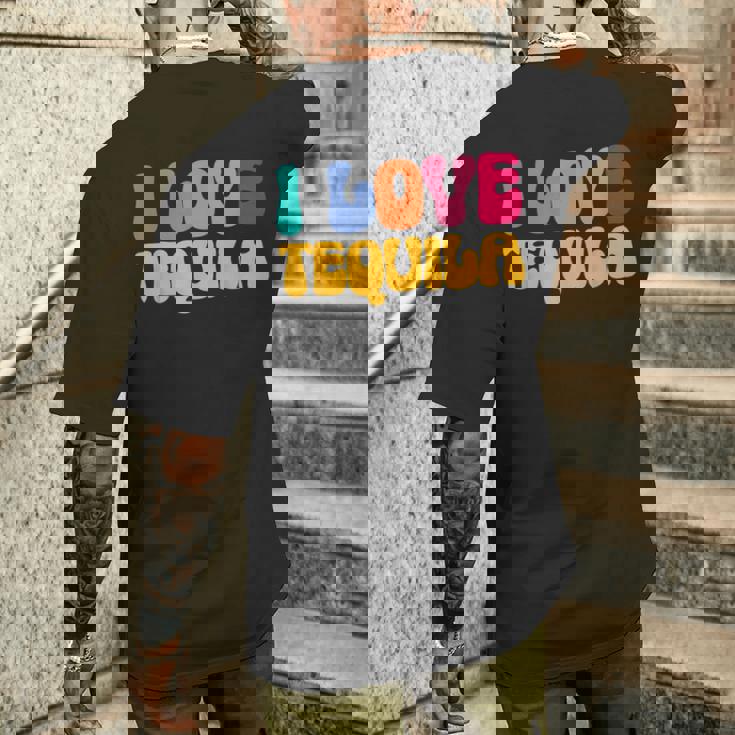 アイ・ラブ・テキーラ、グルーヴィー・テキーラ・ドリンカー・ラバーズ メンズTシャツ バックプリント 彼への贈り物