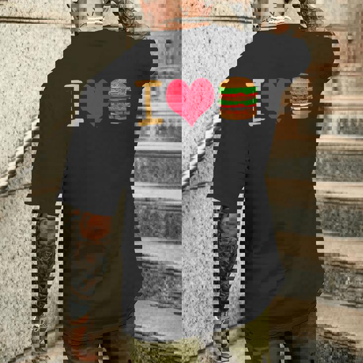 アイ・ラブ・デラックス・ハンバーガー メンズTシャツ バックプリント 彼への贈り物