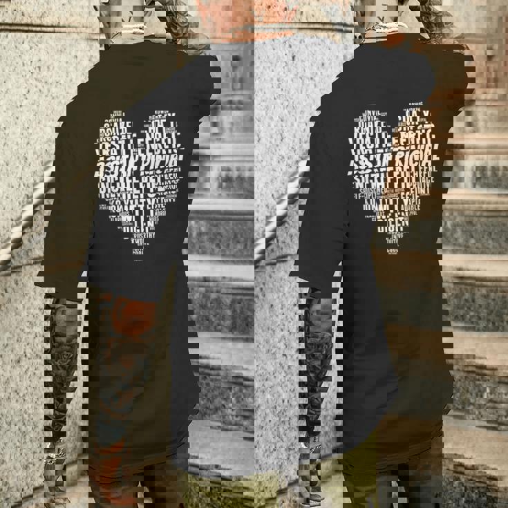 アシスタントプリンシパル ワードクラウド ハート アシスタントプリンシパル メンズTシャツ バックプリント 彼への贈り物