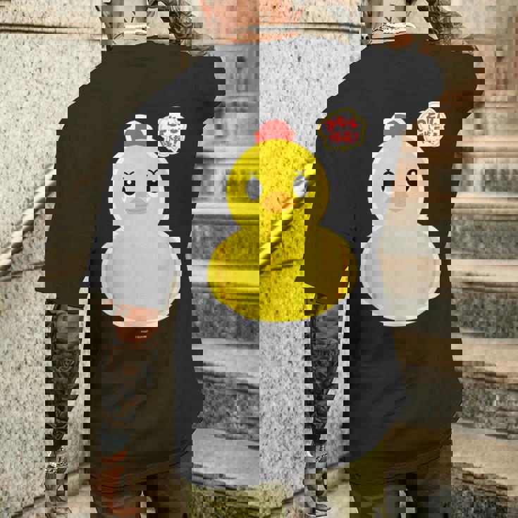 アヒル隊長ビッグプリント（正面） メンズTシャツ バックプリント 彼への贈り物