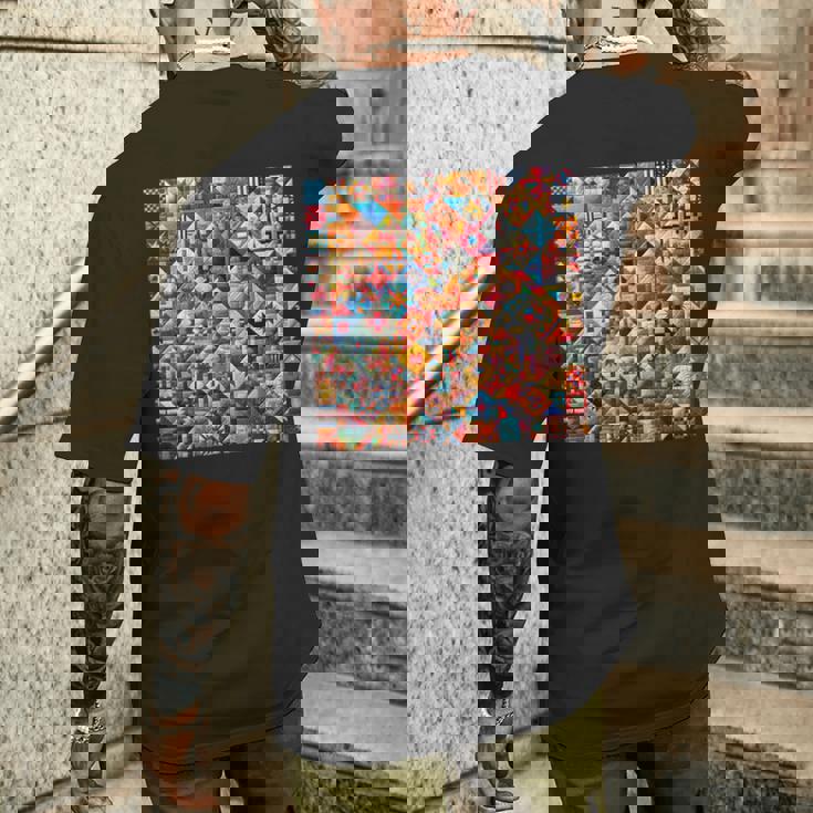 アメリカンキルト カラフル パッチワーク キルティング キルター ソーイング メンズTシャツ バックプリント 彼への贈り物