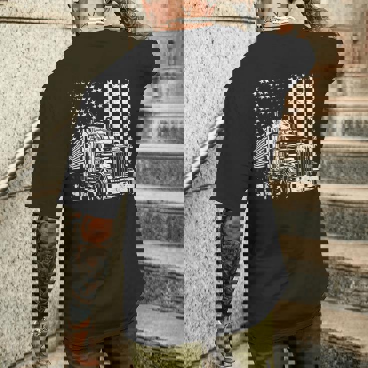 アメリカントラック フラッグusaアメリカトラッカー メンズTシャツ バックプリント 彼への贈り物