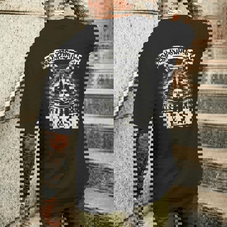 アライグマ ゴミに気を取られる アライグマ ゴミ男 メンズTシャツ バックプリント 彼への贈り物