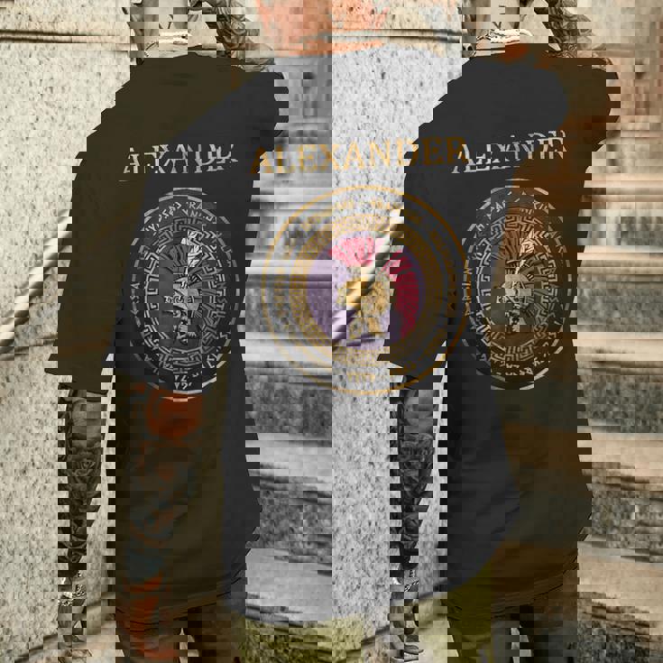 アレキサンダー大王古代の戦いのシンボル メンズTシャツ バックプリント 彼への贈り物