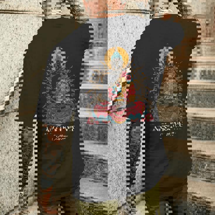 アンコールワット カンボジア ブッダ ヴィンテージ 仏教 お土産 メンズTシャツ バックプリント 彼への贈り物