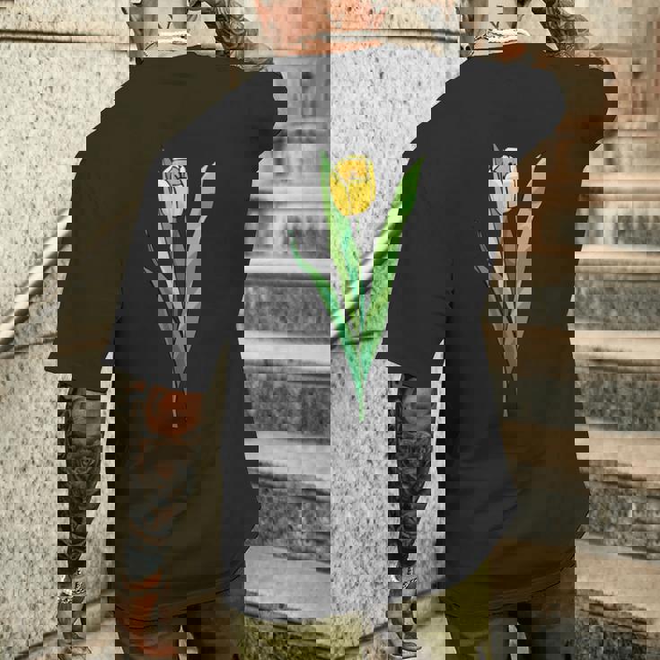 イエローチューリップ メンズTシャツ バックプリント 彼への贈り物