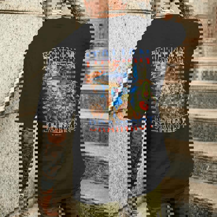 イタリア 脳 ロット 面白い イタリア 脳 ロット ミーム メンズTシャツ バックプリント 彼への贈り物