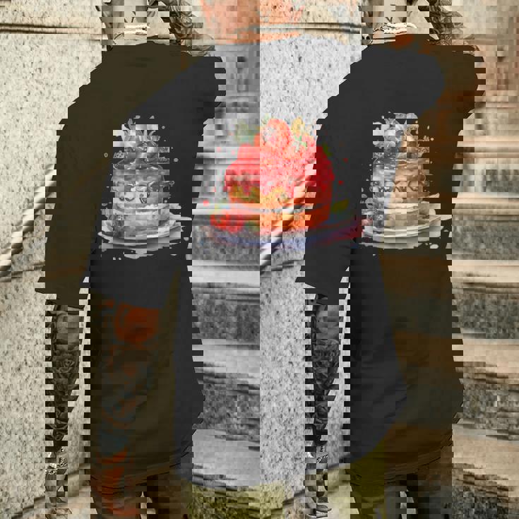 イチゴ サマーベーカリー キッチン パティシエ ストロベリーケーキ メンズTシャツ バックプリント 彼への贈り物