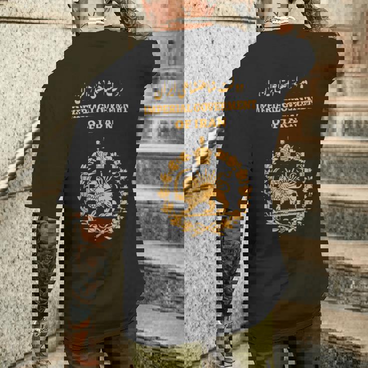 イラン、イランライオンサンパスポート ペルシャ、イラン国旗 メンズTシャツ バックプリント 彼への贈り物