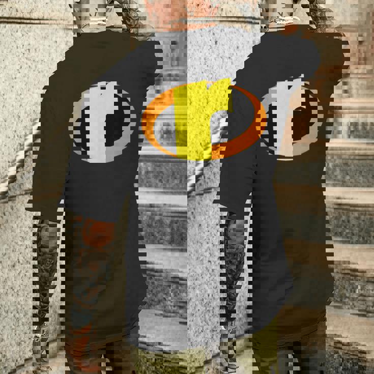 インクレディブル レター R アルファベット スーパーヒーロー キッズ ファミリー メンズTシャツ バックプリント 彼への贈り物