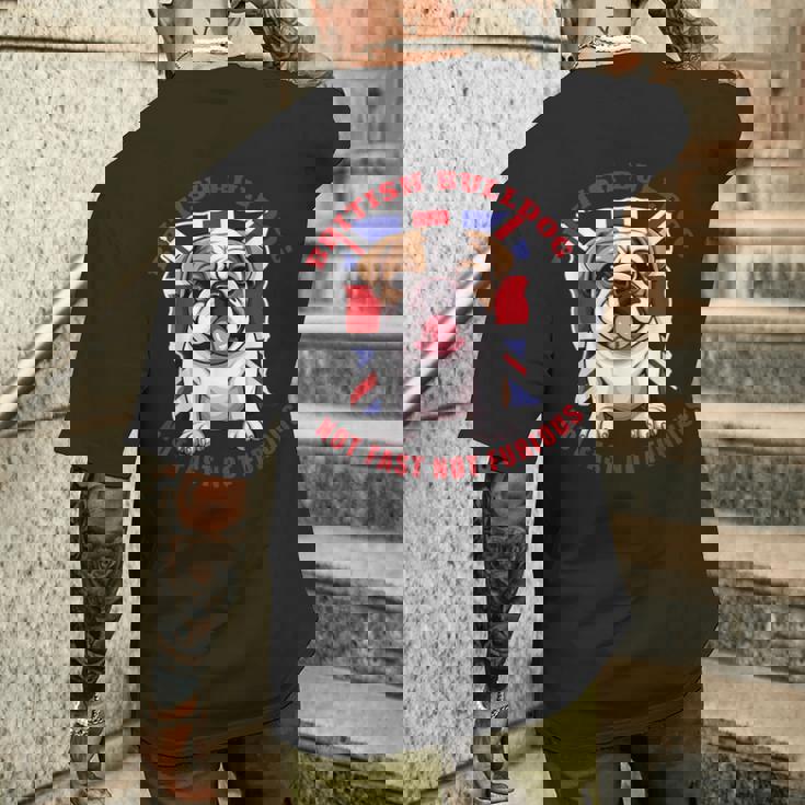 イングリッシュブリティッシュブルドッグ ユニオンジャックフラッグ ドッグオーナー メンズTシャツ バックプリント 彼への贈り物