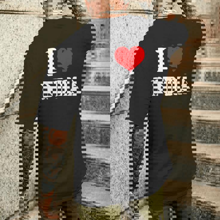 インド I Heart India I Love India メンズTシャツ バックプリント 彼への贈り物
